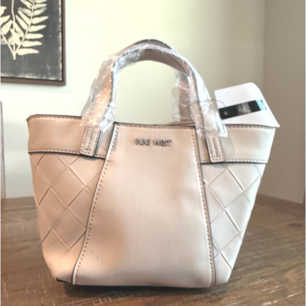 NEW Nine West Bex Mini Tote Bag Milk White Quilted Lattice Crossbody